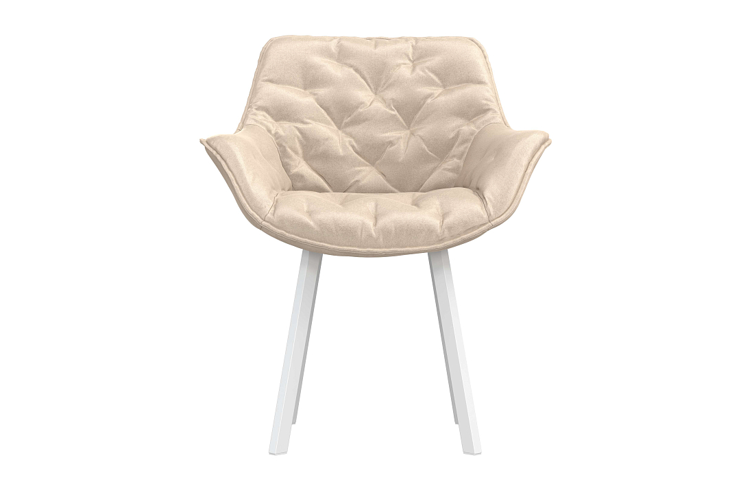 Стул Квинта велюр конфетти крем/Цвет металл белый